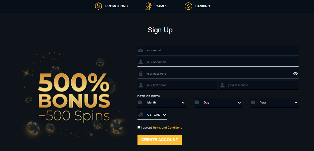 Welcome bonus Brango Casino Canada